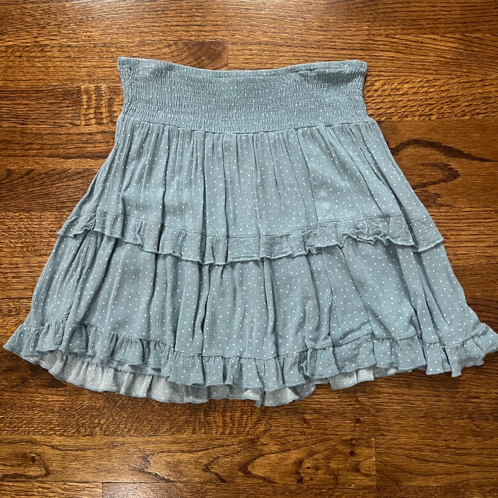 La Hearts Blue Ruffle Skater Skirt
